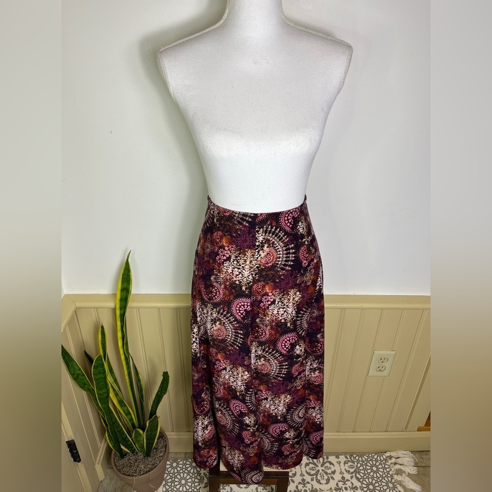 Christopher & Banks Midi Skirt 12 Y2K Fall Floral Academia Cottagecore